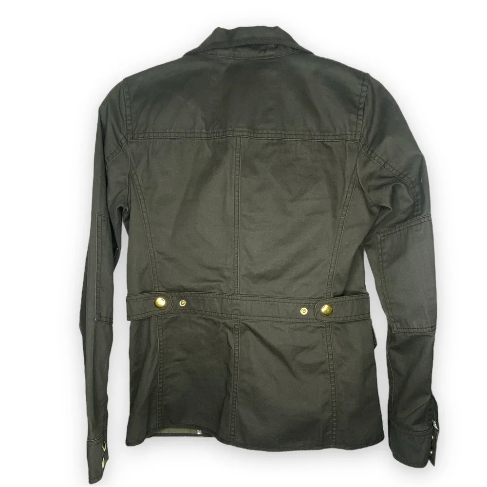 J. Crew Resin Coated Twill Field Olive Green Jacket XXS STYLE: 27584 - Picture 8 of 9